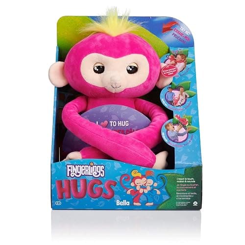 Fingerlings HUGS - Bella (Pink) - Advanced Interactive Plush Baby Monkey Pet - by WowWee thumbnail 7