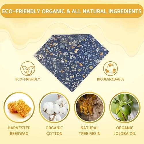 Reusable Beeswax Wrap - 9 Pack Beeswax Wraps for Food, Eco-Friendly Beeswax Food Wraps, Bread Sandwich Wrapper - Organic, Sustainable, Zero Waste, Reusable Plastic-Free Food Storage Wrap, 1XL, 3M, 5S thumbnail 3