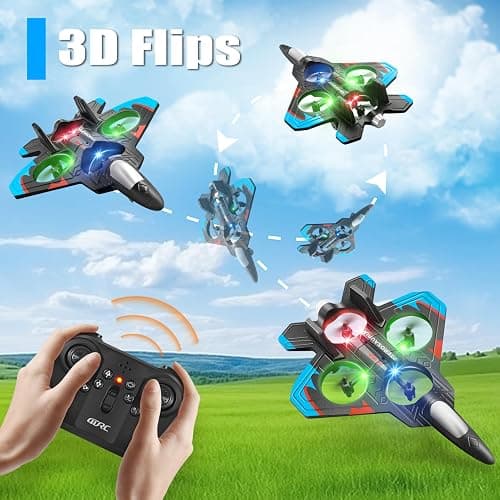 4DRC V32 Foam Remote Control Airplanes RC Planes for Kids Adults 8-16, RC Airplane Fighter Jet with Light, 360° Flip Fighter Jet Toys, Stunt Roll, Airplane Toy Gifts for Kids Boys thumbnail 5