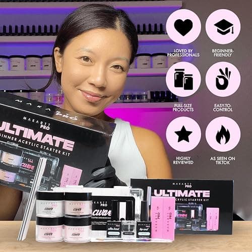 MakarttPro Acrylic Starter Kit for Beginners - Includes Pink & Clear Powder, High-Quality Acrylic Essentials Perfect for Aspiring Professional Nail Technicians thumbnail 2