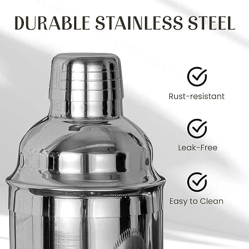 Mixology & Craft Bartender Kit – 15 Piece Cocktail Shaker Set with Bamboo Stand | Complete Cocktail Kit Gift Set | Top Bartender Gifts for Men & Women | Exclusive Recipe Cards (Silver) thumbnail 8
