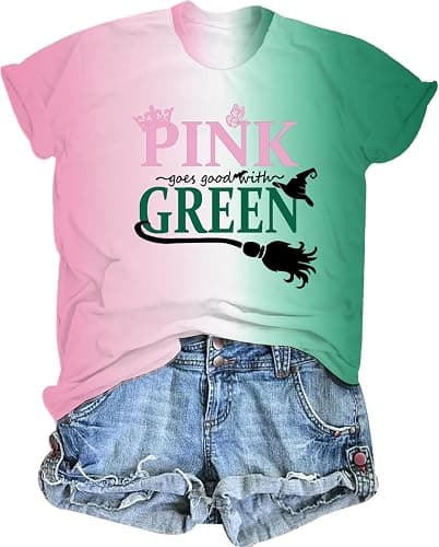 Musical Shirt Women Pink and Green Shirts Changed for Good T Shirt Musical Movie Fan Gifts Tee Casual Short Sleeve Tops - Image 1