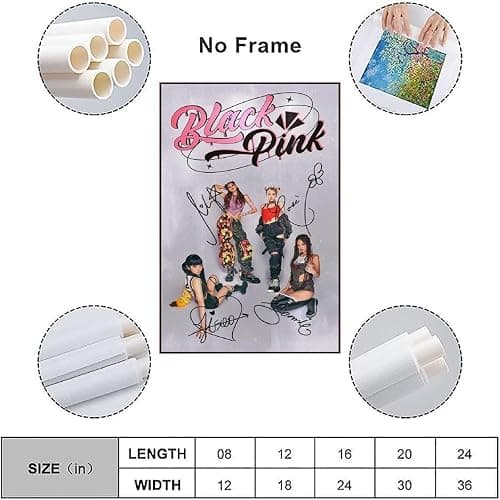 zotuuie Blackpink Poster Music Band Kpop Korean Girl Group Vintage Signed Für Zimmer, Ästhetische Leinwand-Wandkunst, Schlafzimmer-Dekor Posters 12x18inch(30x45cm) thumbnail 3