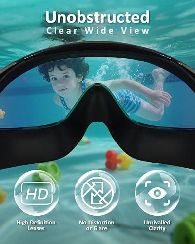 Kids Swim Goggles, Anti-fog, UV Protection and Wide View Swimming Goggles & Swim Cap for Age 3-15 Boys Girls Toddler thumbnail 4