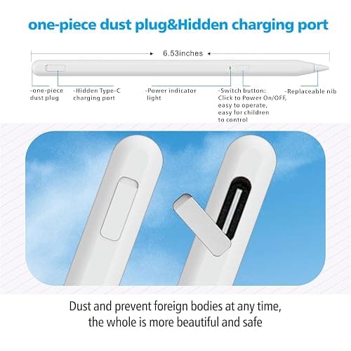 Stylus Pen for iPad 11th&10th Generation,Milikilo Pen with Pencil Holder,Palm Rejection,for Air11&13"(M2/M3), Pad Pro 11"&13"(M4),iPad 6-11th,iPad Pro 11"/12.9 ", iPad Air 3/4/5,Mini 5/6 thumbnail 4