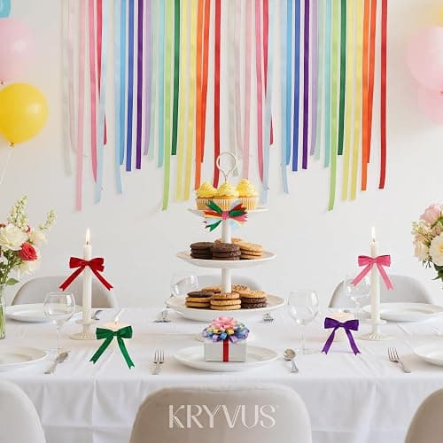 Kryvus Rainbow Satin Ribbon Set – 20 Colors, 3/8" x 5 Yards Each, 100 Yards Total, Double-Faced Colorful Satin Ribbons for Gift Wrapping, Hair Bows, Wedding & Party Decorations, DIY Crafts thumbnail 4