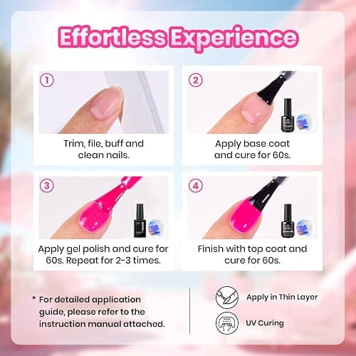 Beetles Pink Gel Polish Set, Summer Heartbeat, 6 Colors Gel Nail Polish Set | Light Hot Dark Pink Shades, Soak-Off UV LED, Long-Lasting Neon Nails Art for Salon, Home DIY & Holiday Manicures thumbnail 7