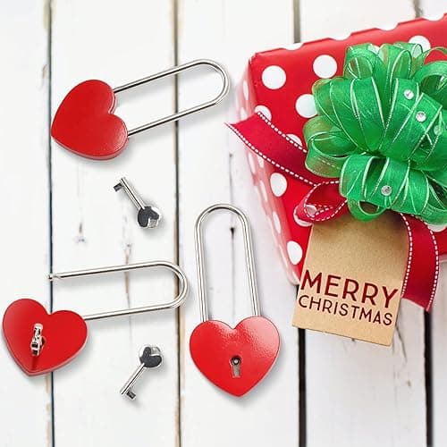 3 PCS Heart Lock Love Lock for Bridge Padlock with Keys for Lovers Valentines Day Gift Decorations Small Cute Red Heart Shaped Locks for Diary Book Jewelry Box Locker Suitcase Luggage thumbnail 7
