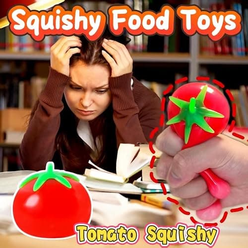 1Pcs Fruit Taba Squishy Toys Tomato Stress Balls for Adults and Kids Squishy Fidget Toy Sticky Sensory Stress Relief Toy Slow Rising Tomato Squishies for Office Classroom Prize Party Favors thumbnail 5
