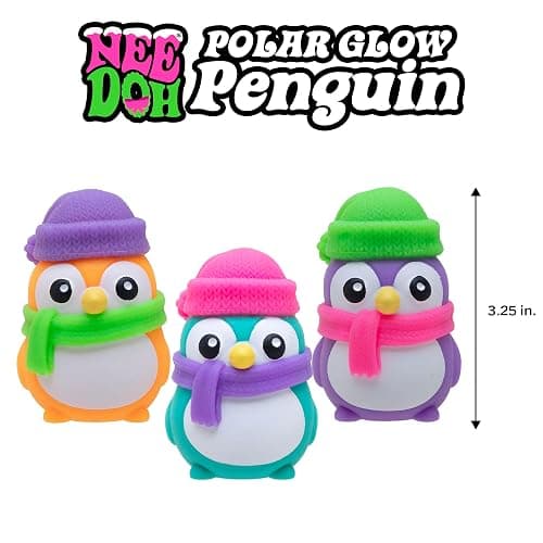Schylling NeeDoh Polar Glow Penguin - Sensory Squeeze Toy - Assorted Colors Glow in The Dark - Ages 3+ (Pack of 1) thumbnail 2