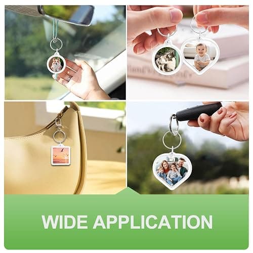 BRT Bearingshui 50pcs Pendant Picture Frame Keyrings, Clear Acrylic Photo Frame Keyring, Make Your Own Personalized Keyring Kit, Central Pendant for Kids To Assemble And Attach To Key Rings thumbnail 5