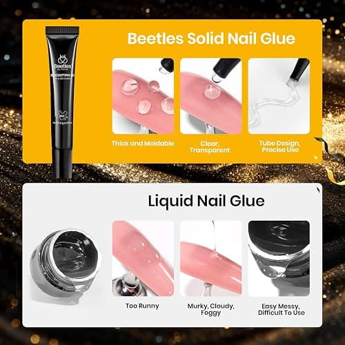 Beetles 3D Gel Nail Art, 1Pcs 15ml Sculpting Gel 3 in 1 Clear No Wipe Nail Polish Rhinestone Art Glue for Nail Gems Diamond Jewelry U V LED Lamp Needed DIY Home Salon Christmas Nails Gifts for Women thumbnail 5