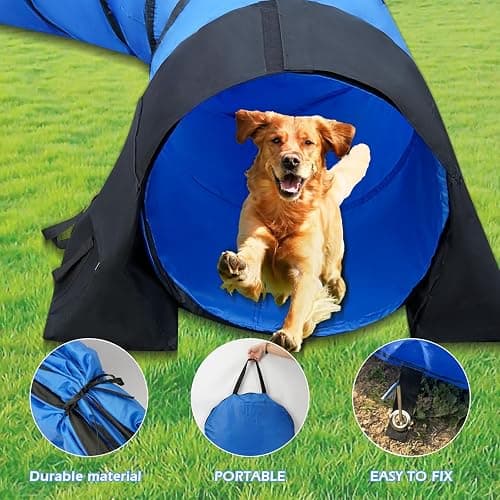 Rain Queen 10 Foot Dog Agility Tunnel with Sandbagsl - Premium Dog Agility Equipment for Effective Pet Agility Training. thumbnail 4