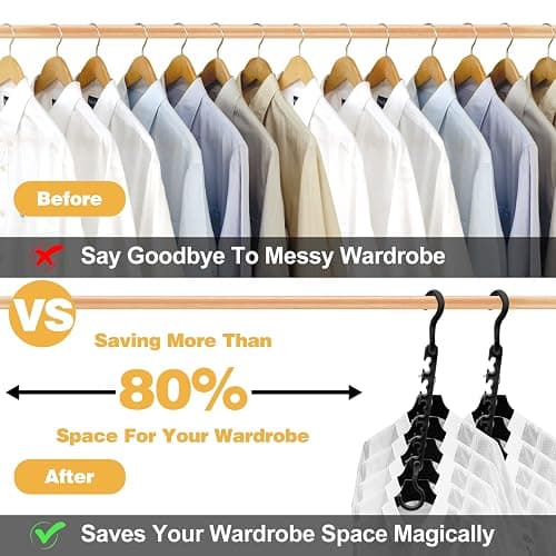24-Pack-Closet-Organizers-and-Storage,Closet-Organizer-Hangers 5 Holes Hangers-Space-Saving for Heavy Clothes Wardrobe Closets,Dorm-Room-Essentials thumbnail 3