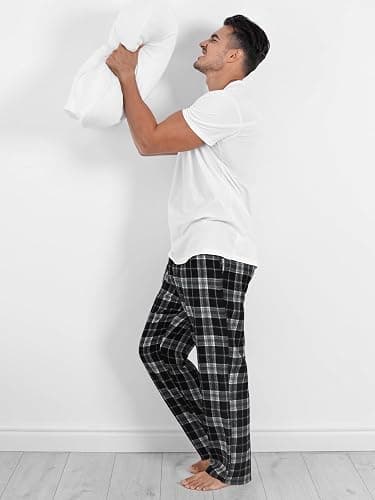 Motarto Men's Pajama Pants Flannel Plaid Pajama Sleep & Lounge PJ Bottoms Warm Sleepwear with Drawstring Pockets thumbnail 6