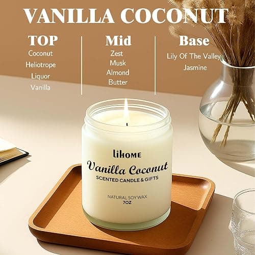 Candles Gifts for Women - Natural Soy Wax Candle for Home Scented Perfect for Christmas, Birthday, Mother's Day, Vanilla Coconut Candles thumbnail 2