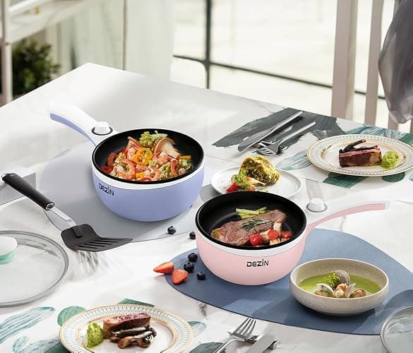 Dezin Hot Pot Electric Upgraded, Non-Stick Sauté Pan, Rapid Noodles Electric Pot, 1.5L Mini Portable Hot Pot for Steak, Egg, Fried Rice, Ramen, Oatmeal, Soup with Power Adjustment thumbnail 2