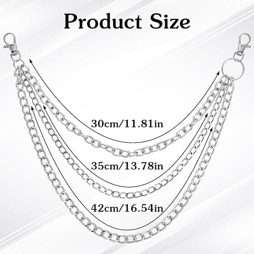 LXUEJIE 1 Pcs Chain Pants, Heavy Duty 3-Layer Silver Wallet Chain for Men Women, Punk Goth Jeans Belt Purse Chains, Hip Hop Metal Pant Chains for Keys Wallet thumbnail 2