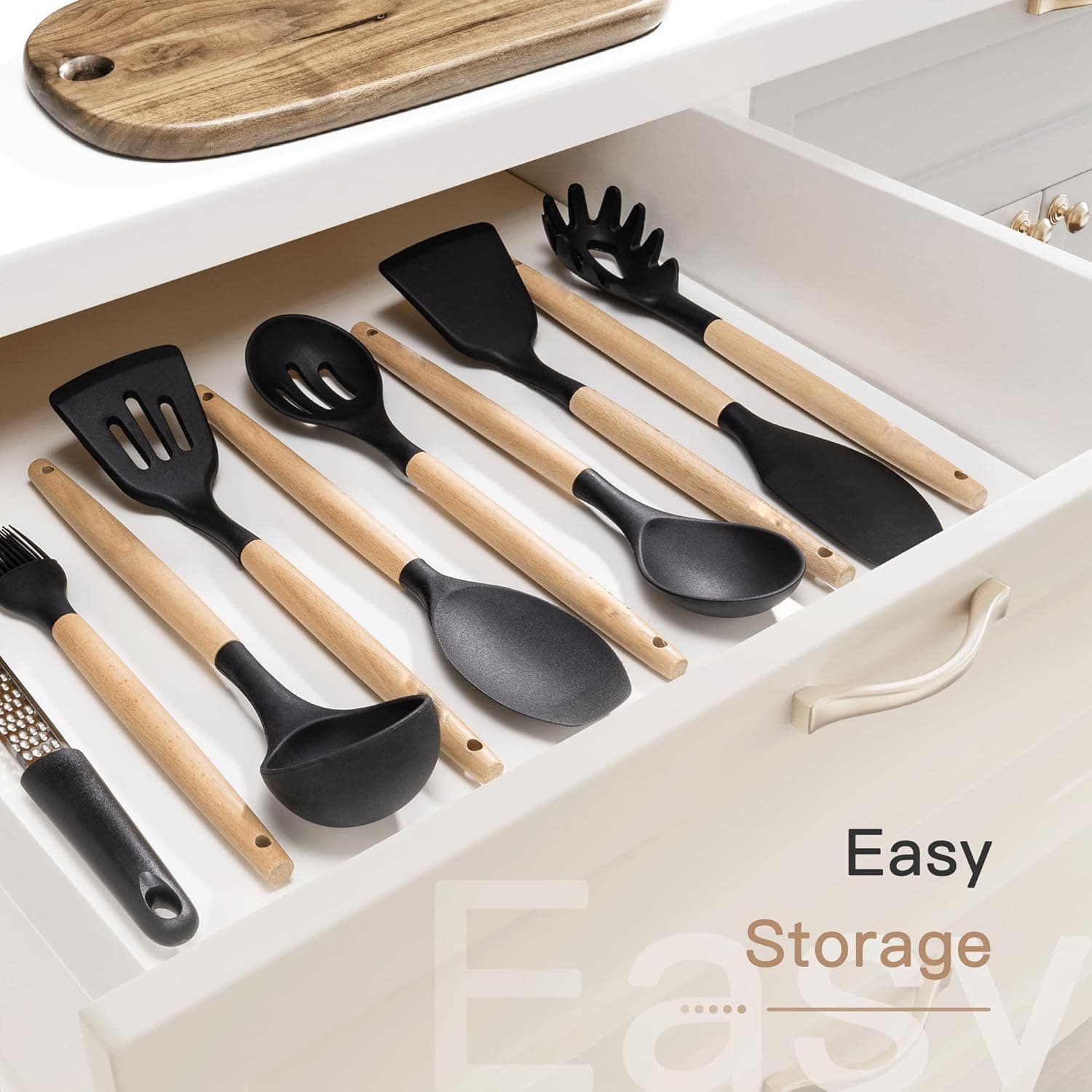 Kitchen Utensils Set- 44 Pcs Silicone Cooking Utensils Set for Nonstick Cookware-Silicone Spatulas Set, Stainless Steel Handle-Black Kitchen Gadgets Tools, Pots and Pans Accessories thumbnail 2