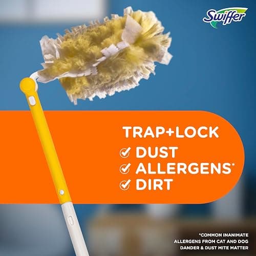 Swiffer Duster Heavy Duty Dusting Kit, Cleaning Supplies, 3 ft Extended Handle, 1 Duster, 12 Refills thumbnail 5