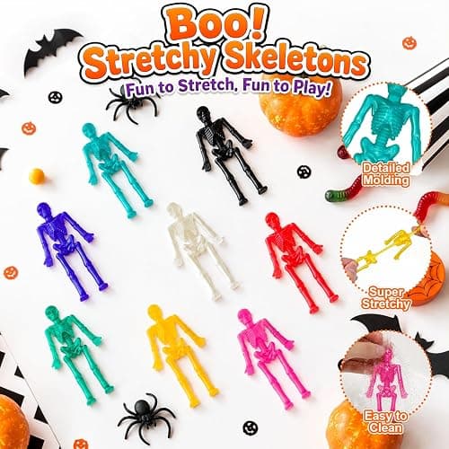 Bulk Halloween Toys Party Favors 60 PCS, Small Skeleton Figurines for Kids | Halloween Non Candy Handouts Giveaways Goody Bag Boo Basket Stuffers for Toddlers, Trick or Treat Toys Prizes for Boys Girls thumbnail 5