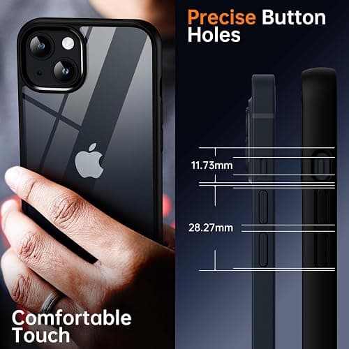Supdeal Shockproof Clear Case for iPhone 14, [Not Yellowing] [10FT Military Drop Protection] Hard Clear Back Four Corner Airbags Drop Protection Phone Cover, 6.1 inch, Black thumbnail 5