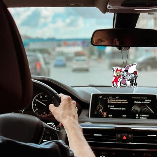 Babymiu Horror Christmas Skull Car Air Freshener Card Pendant（8Pack Fresh Ice Scent） Gifts Cartoon Halloween Merch Party Supplies Room Decor Accessories for Hanging Rearview Car Interior thumbnail 2