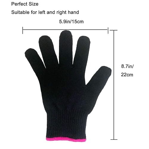 Lessmon Professional Heat Resistant Glove for Hair Styling Heat Blocking for Curling, Flat Iron and Curling Wand Suitable for Left and Right Hands, 1 Piece, Pink Edge thumbnail 7