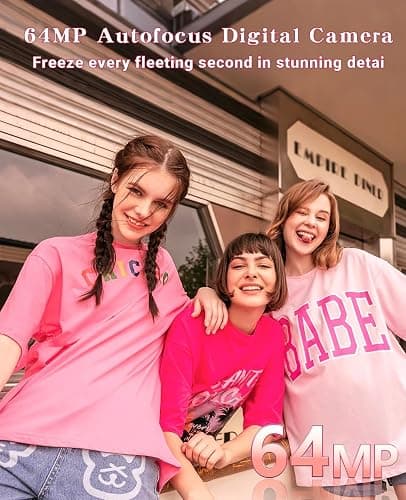 FLATIC Cameras for Photography, 6K 64MP Digital Camera with WiFi & Microphone for Youtuber, Vlogging Camera with 180°Flip Screen, 64GB Card, 2 Batteries, Macro & Wide-Angle Lens, Card Reader thumbnail 3