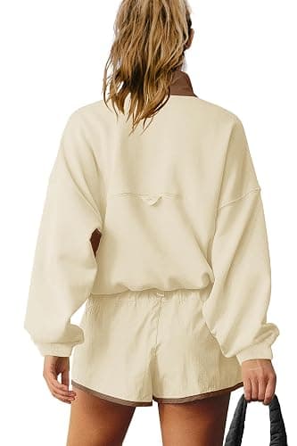 LAMISSCHE Work out Sets Gym for Women Sweatsuits 2 Piece Set Long Sleeve Top & Shorts Active Wear Sets with Pockets thumbnail 4