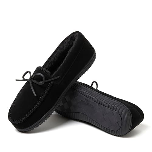 Dearfoams mens Hudson Genuine Suede Memory Foam Moccasin With Tie Slipper thumbnail 2