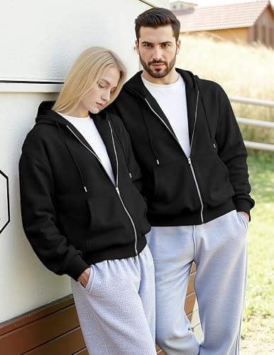 JMIERR Mens Full Zip Casual Cotton Hooded Fleece Drawstring Hoodies Pullover Sweatshirts Casual Long Sleeve Shirts thumbnail 7