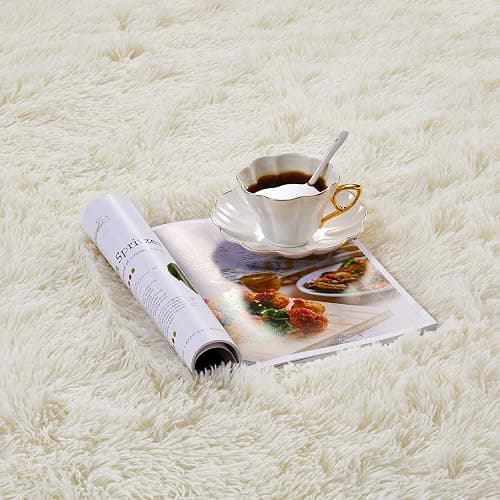 YOBATH Fluffy Large Area Rugs 8x10 for Living Room Bedroom, Soft Fuzzy Big Shaggy Carpet Rugs for Girls Boys Kids Indoor Floor Nursery Home Decor, Cream White - 10' x 8' (Rectangular) - Cream White thumbnail 3
