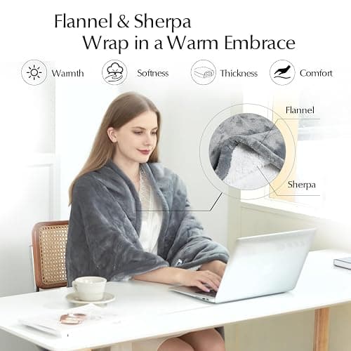 SNUGSUN Heated Blanket Throw Size, Soft and Cozy Electric Heating Blanket for Bed, Automatic Safety System 6 Heating Levels & 4 Hours Auto-Off Gift for Grandma,50" x 60" London Grey thumbnail 7