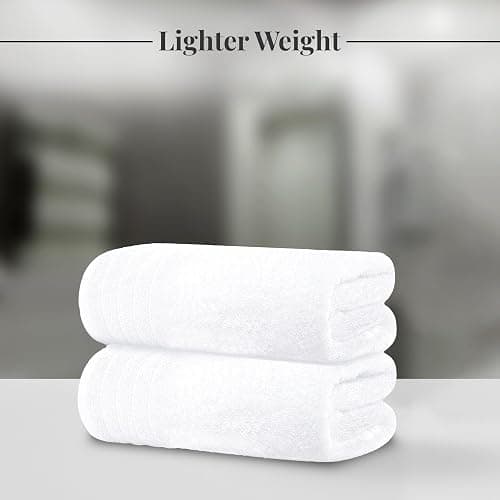 Tens Towels Pack of 4 Extra Large Bath Towels 30 x 60 Inches, 100% Cotton, Larger & Lighter Weight, Quicker to Dry, Super Soft and Absorbent, Perfect for Bathroom, White thumbnail 3