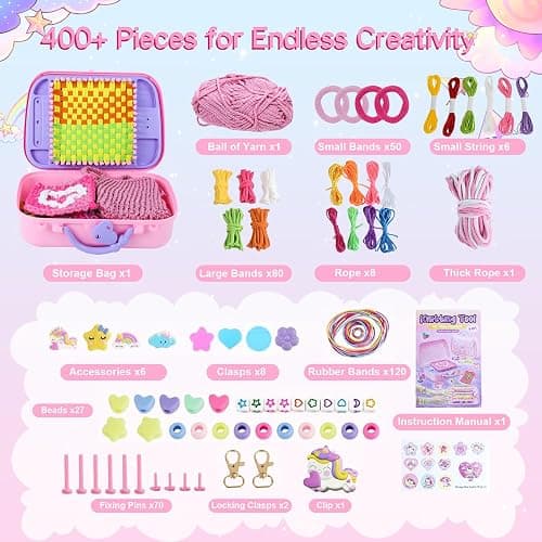 Rubber Band Bracelet Kit for Kids, Loom Bracelet Making Kit, Friendship Bracelet Kit, 400+ Pcs DIY Craft Kit for Girls Ages 6-12, Weaving Loom Set with Case, Beginner Bracelet Maker for Teens Adults thumbnail 3