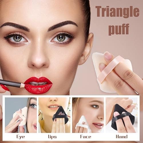 Pimoys 15 Pieces Powder Puff Face Soft Triangle Makeup Velour Puff, Beauty Sponge for Loose Powder and Cosmetic Foundation, Blender Makeup Tool (Black, Pink, Flesh) thumbnail 6