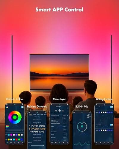 Vexinat Corner Floor Lamp, Smart RGB LED Corner Lamp with App & Remote, Modern Floor Lamp with 16 Million Colors, Music Sync, Scene Modes, Color Changing Standing Lamps for Living Room, Bedroom thumbnail 4