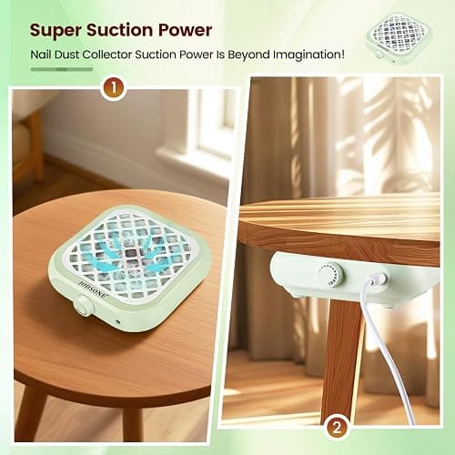JODSONE 6000RPM Mini Nail Dust Collector Powerful Suction Portable PocketSized Nail Salon with 30 Filters Green thumbnail 5