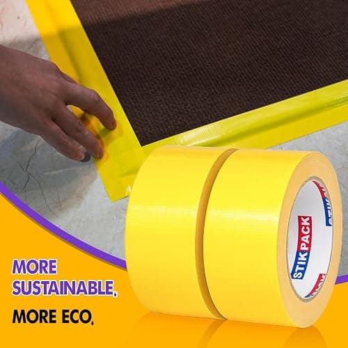 STIKPACK 2 Rolls Yellow Duct Tape, Heavy Duty Strong Industrial Colored Duct Tape 9mil x 2inch x 25yds Flexible, No Residue, Waterproof and Tear by Hand, Multi-Use for Indoor & Outdoor Repairs thumbnail 5