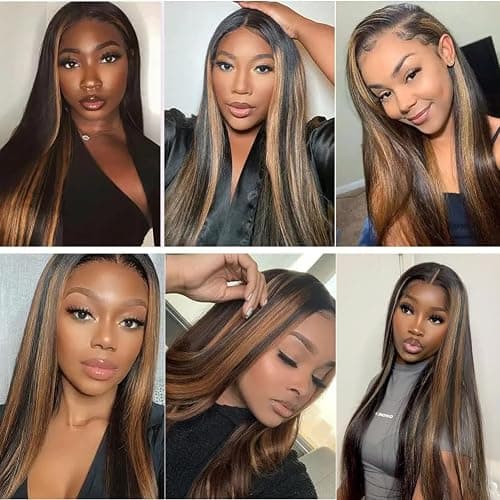 ONECHULY Blonde Highlight 13x4 Glueless Lace Front Wigs Human Hair 200% Density Pre Plucked with Baby Hair 13x4 Full Lace Front Wigs HD Transparent Lace Wig Balayage Wigs for Women 26 Inch thumbnail 7