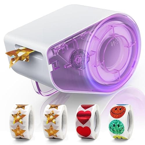 Teacher Appreciation Gifts,Manual Sticker Dispenser with 1520Pcs 1Inch Gold Star,Red Heart,Smiley Face Stickers for Kids Reward,Behavior Chart,School Classroom Student Teacher Supplies Gifts(Purple) - Image 1