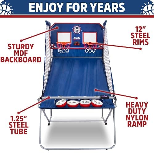 Pop-A-Shot - Dual Shot Sport | Arcade Basketball Game for Home | Paddle Scoring Hoop, 10 Game Modes, 4 Balls | Foldable for Easy Storage | Fun for All Players thumbnail 3
