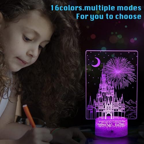 Uyeyuy Creative 3D Illusion lamp Castle Night Light with Remote & Smart Touch 7 Colors + 16 Colors Changing Dimmable Castle Kids Night Light 2-12 Year Old Boy or Girl Christmas Brithday Gifts thumbnail 5