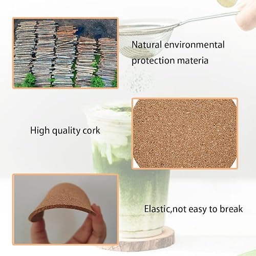 10 Pack Round Corks Coasters, Reusable Coffee Coaster, 4" Cork Coaster, Drinks Corks Coasters for Kitchen Office Home Bar thumbnail 3