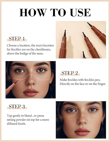 Erinde 2PCS Freckle Pen, Faux Freckle Stamp Waterproof, Fake Face Freckles Stain Makeup, Long Lasting Quick Dry Freckle Maker, Natural Lifelike Soft Dot Freck Pen, 02 Natural Coffee thumbnail 5