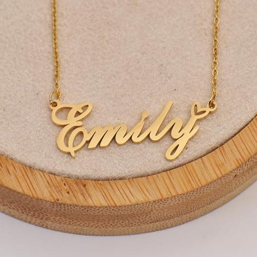 Aoloshow Personalized Heart Name Necklace Gold Custom Any Names Stainless Steel Jewelry for Womens Graduation thumbnail 4