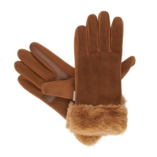 isotoner womens Water Repellent Touchscreen Stretch Mya Faux Fur Cuff Gloves thumbnail 4