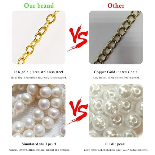 Pearl Necklaces for Women as Christmas Stocking Stuffers Gold Pearl Choker Single Pearl Necklace Layered Daisy Necklace Set as Christmas Gifts for Teen, Wedding Strands for Bride Bridesmaids thumbnail 6