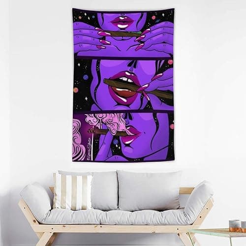NiYoung Hippie Hippy Wall Art - Trippy Smoke Cool Girl Art - Large Mysterious Tapestry for Bedroom Dorm Accessories - Mandala Yoga Picnic Mat Ethnic Wall Hanging thumbnail 3